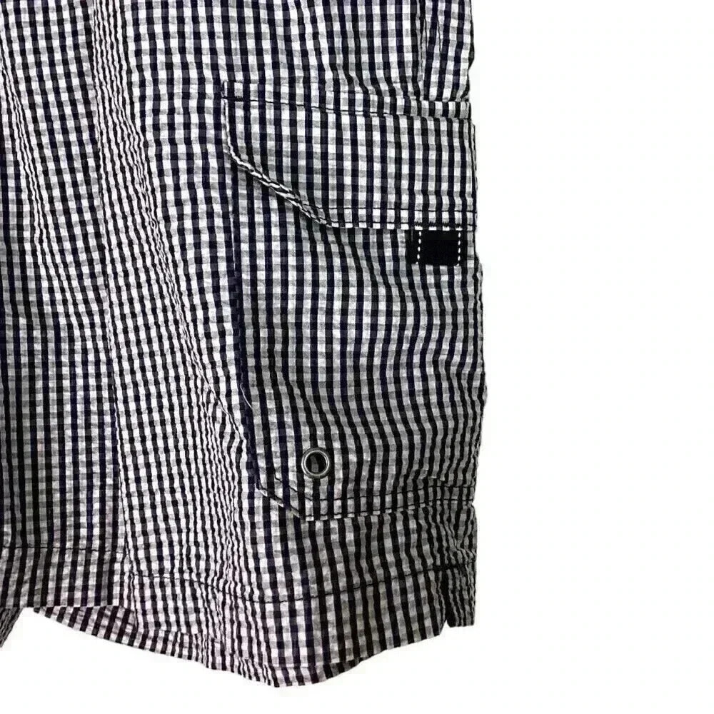 Lands End Mens XXL Seersucker Swim Trunks Shorts Blue White Cotton Blend Plaid - Picture 2 of 7